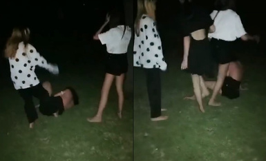 技校女生打架挺厉害,把另一女生眼睛都打肿了 ,还强迫她脱光衣服