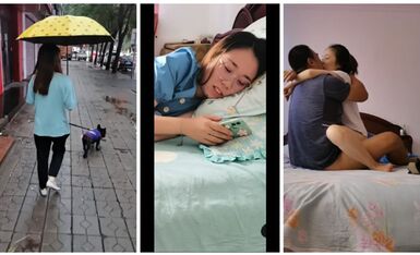 大飞哥媳妇出差在家爆草零零后小护士（经常在小区马路遛狗认识）对白精彩