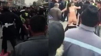捉奸-大街上妹子和交警打架